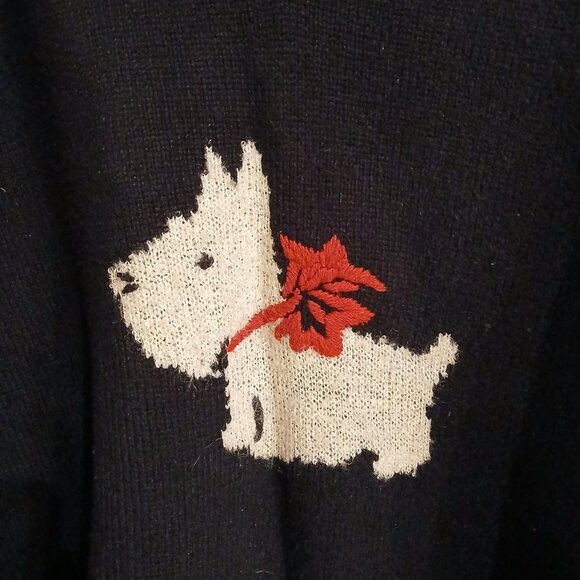J.Jill Scottie Scottish Dog Intarsia wool blend knit Sweater size medium - Picture 2 of 5